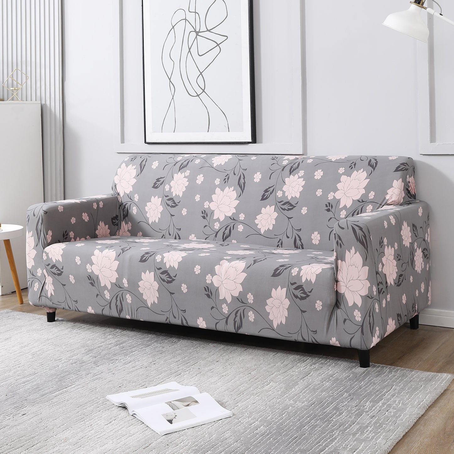 Grey Dahila stretchable 3 seater sofa covers