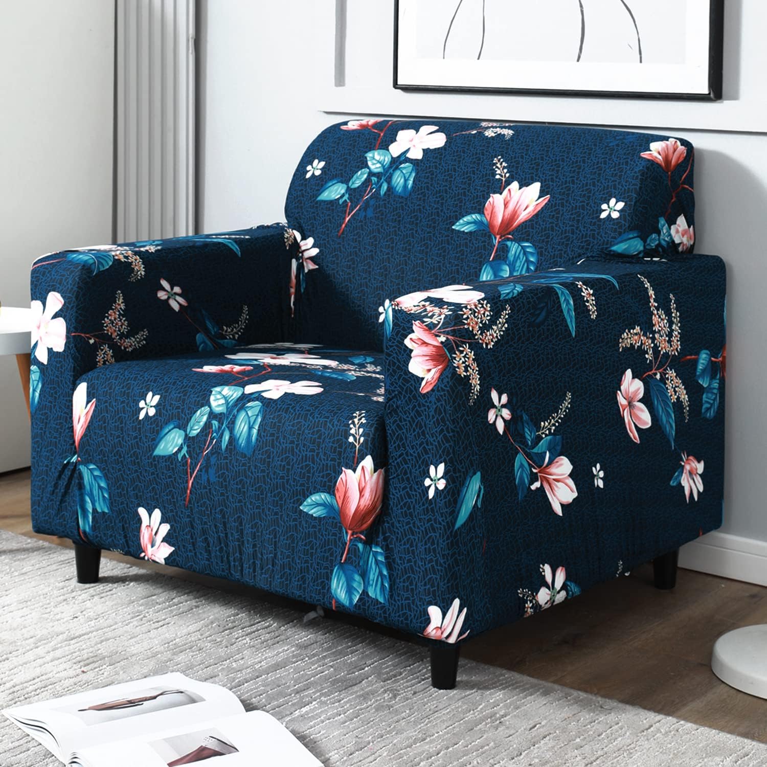 1 Seater floral print elastic sofa cover
