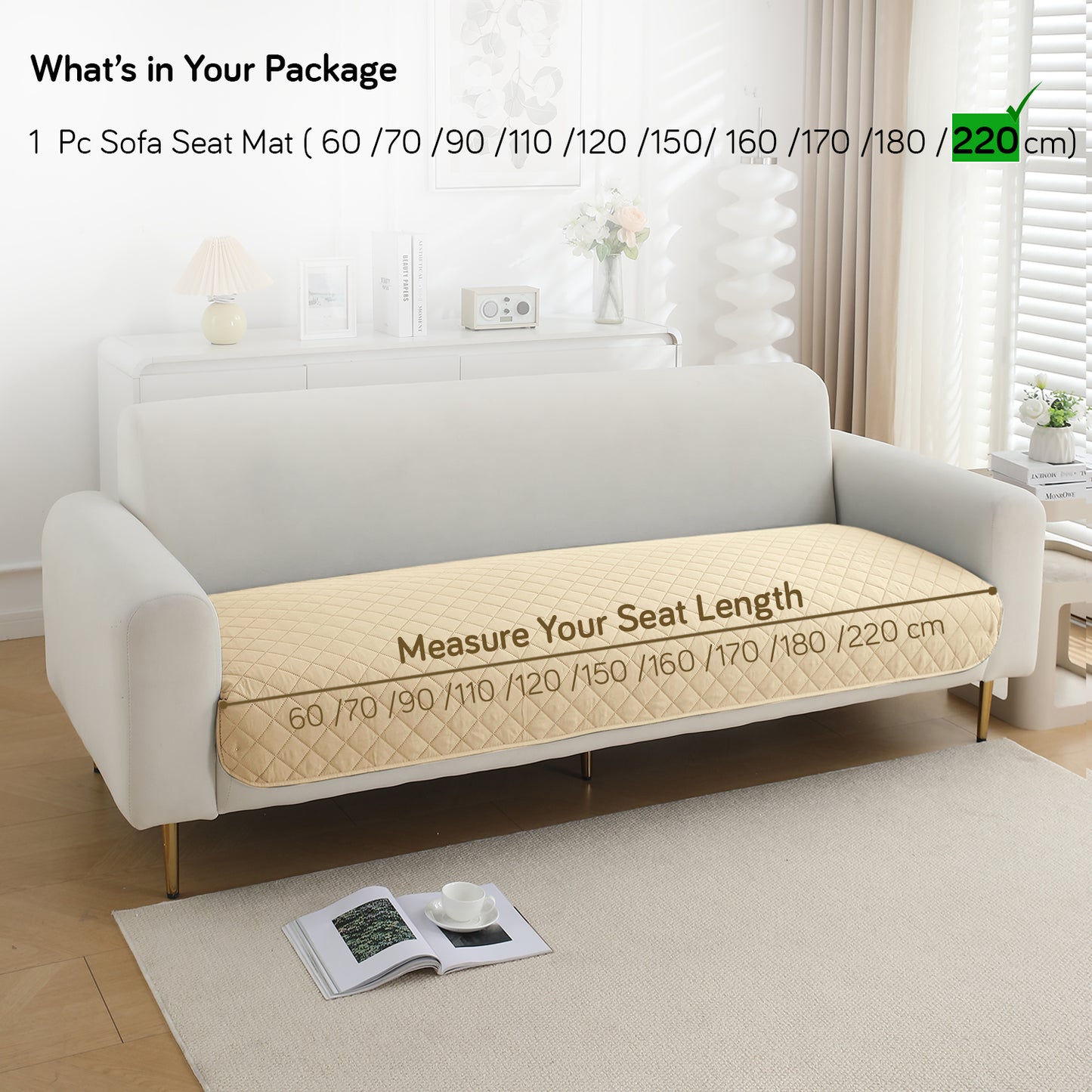 HOKIPO Waterproof Quilted Mats, Beige