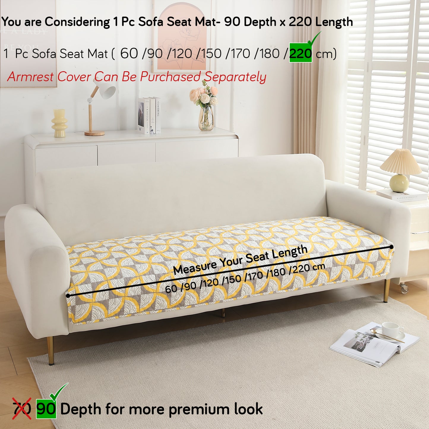 Polyester Printed Quilted Sofa Cover Mats, Windmill Cyber Yellow