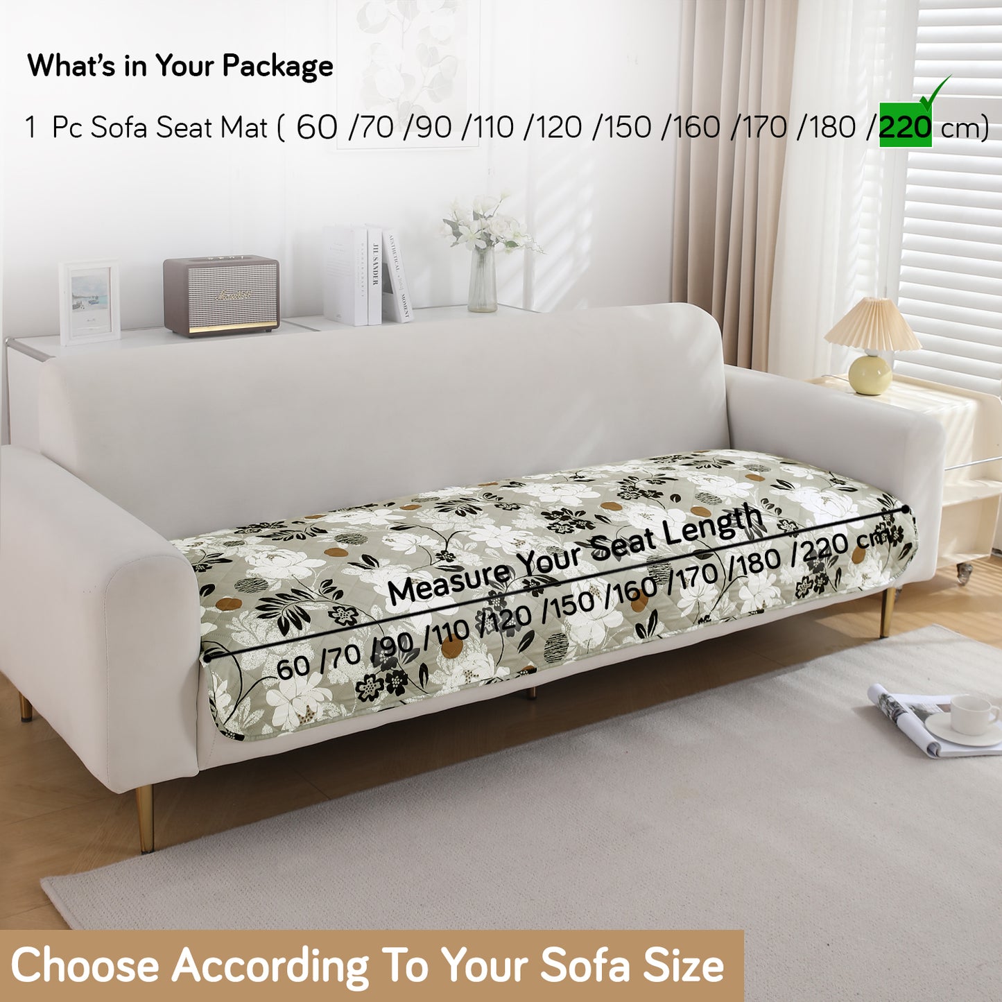 HOKIPO Water Repellent + Waterproof Quilted Sofa Mats, Feather Brown Floral