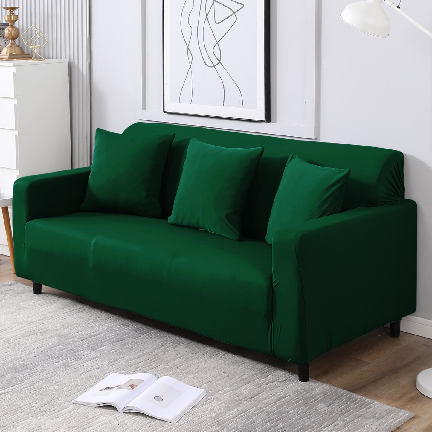 Bottle Green Colour modern elastic 3 seater sofa covers