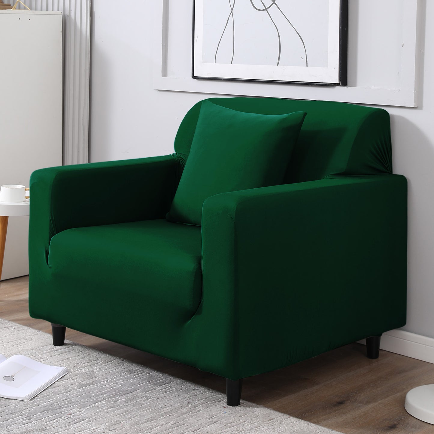 Bottle Green Colour non slip elastic 1 seater sofa cover