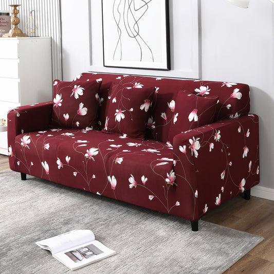 wine red 3 seater elastic sofa cover set