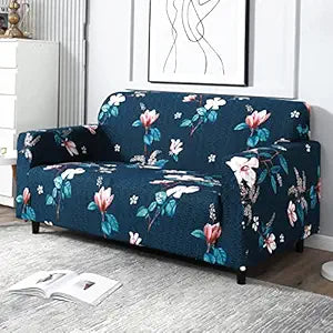 two seater floral print elastic sofa cover