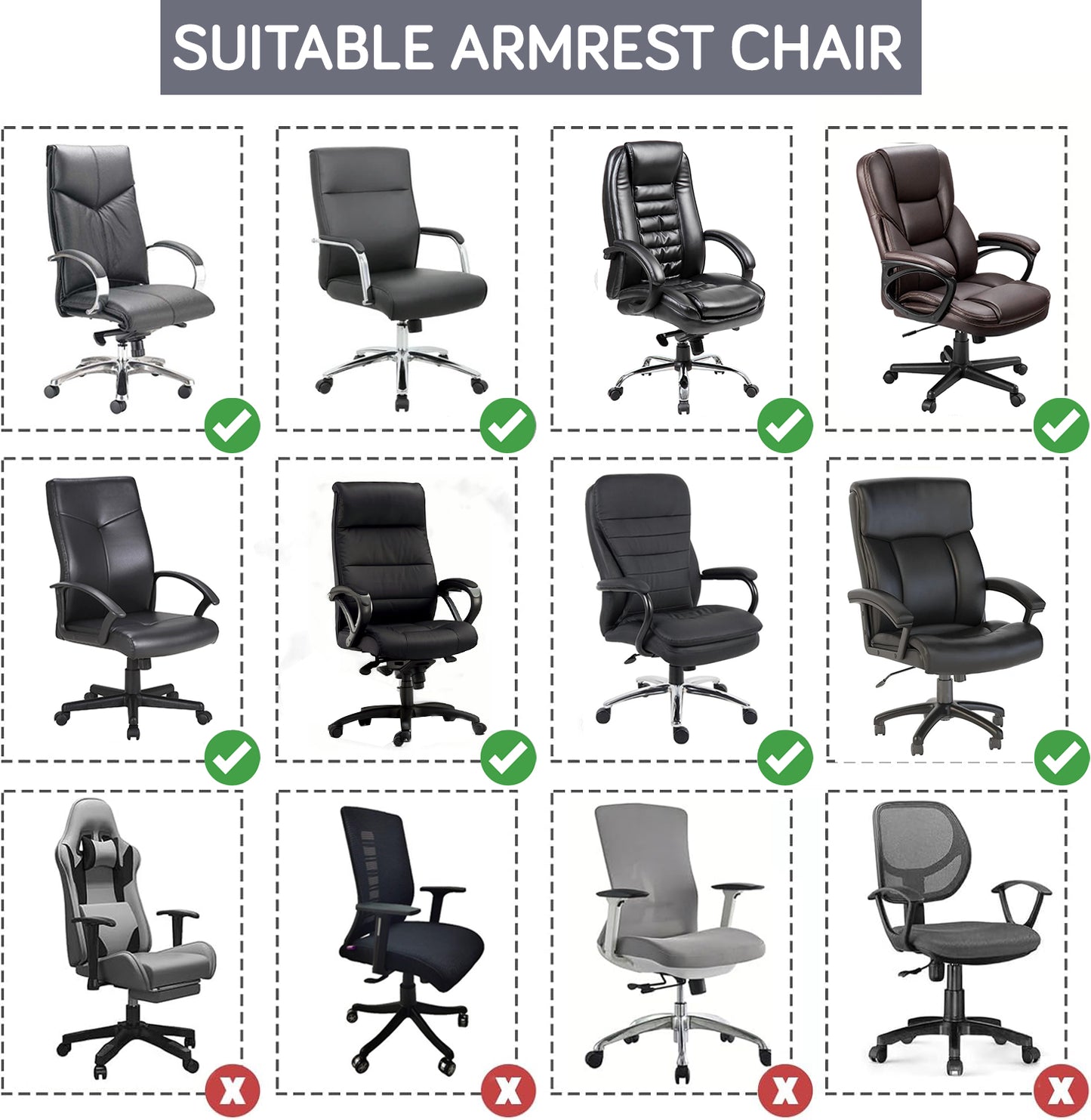 140gsm Printed Armrest Covers for Office Chair (Zipper Style), 1 Pair, Intense Grey Abstract Floral