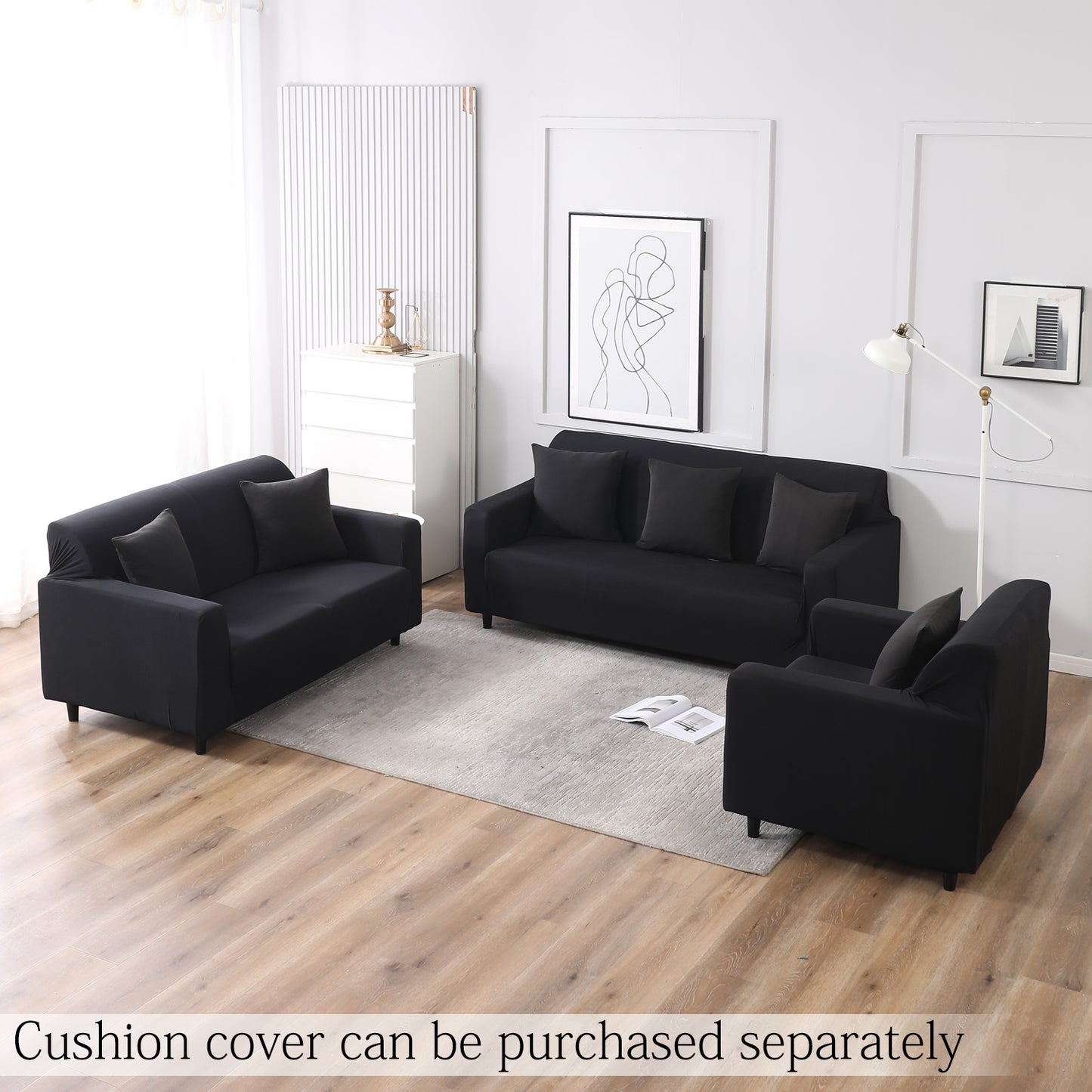 Elastic Stretchable Sofa Cover, Black