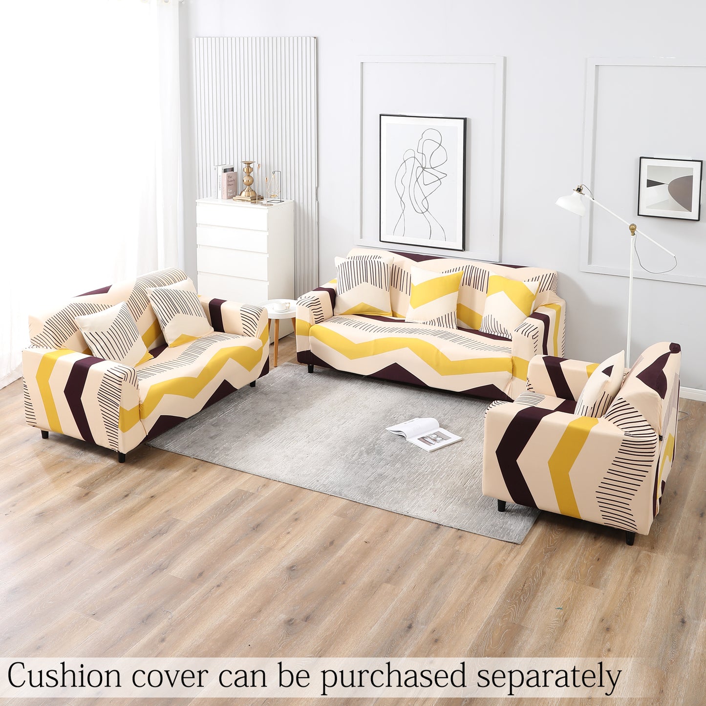 Beige Brown Chevron Print elastic sofa cover sets for 1,2,3,4,5 & 7 seater sofas
Beige Brown Chevron Print elastic sofa cover 3 2 seater sofas
