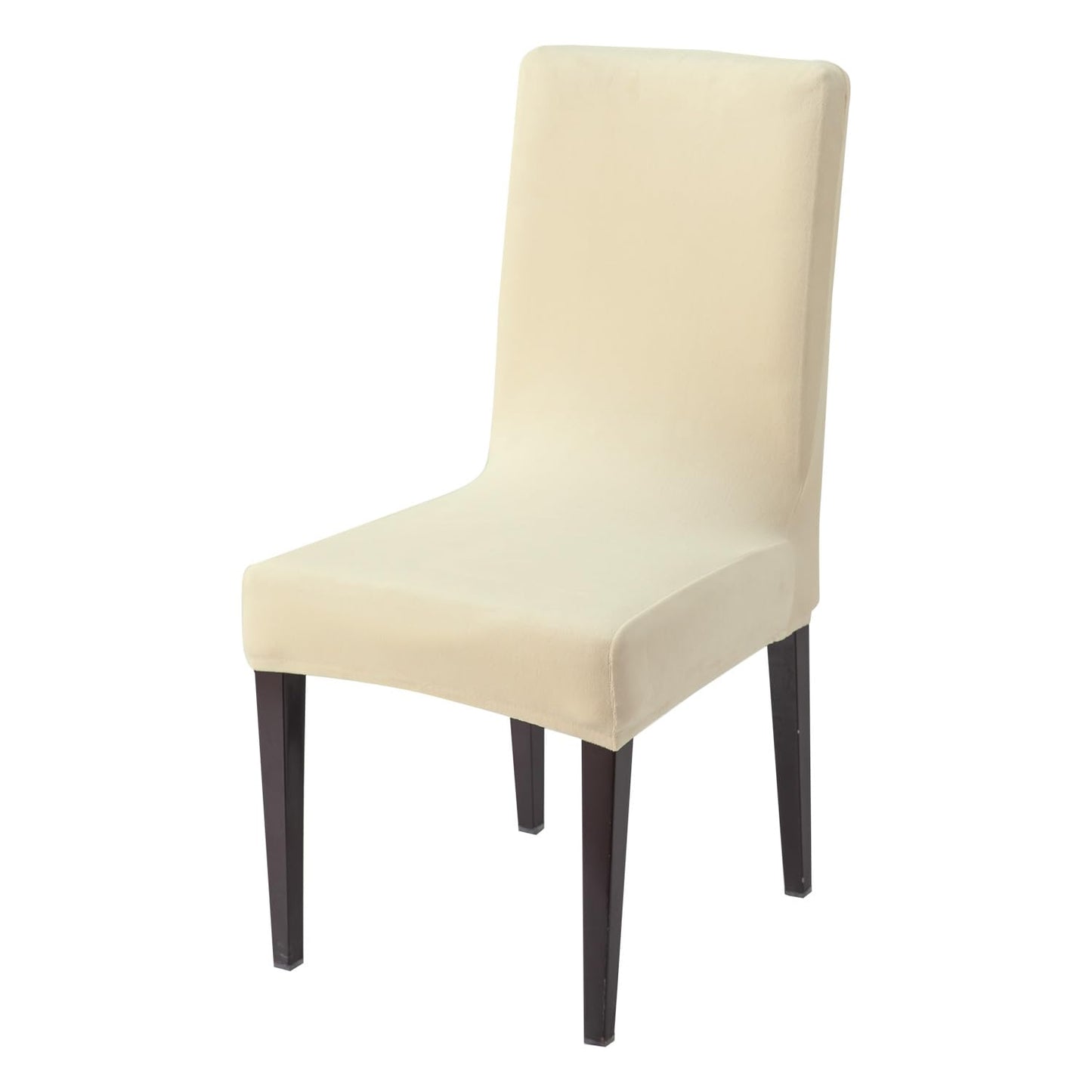 Elastic Stretchable Premium Velvet Dining Chair Cover, Beige