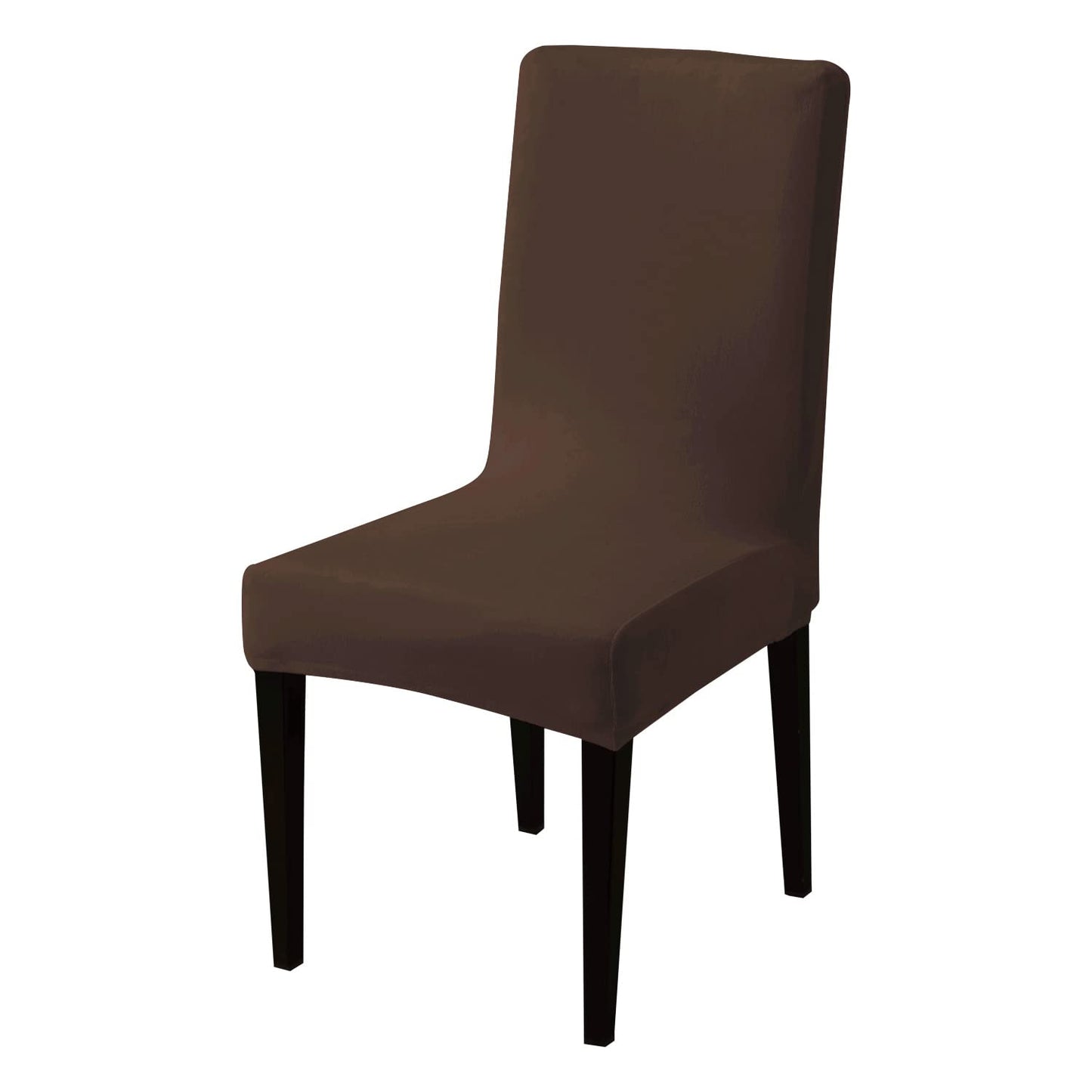 Elastic Stretchable Premium Velvet Dining Chair Cover, Brown
