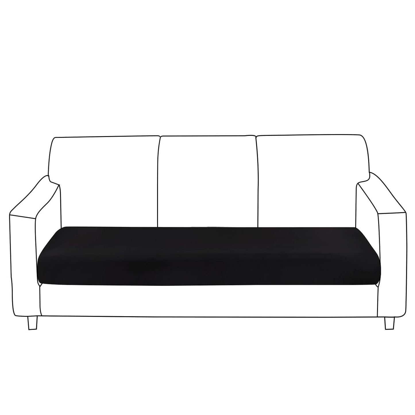 100% Waterproof Stretchable Seat Couch Cushion Cover for 1/2/3 Seater, Black