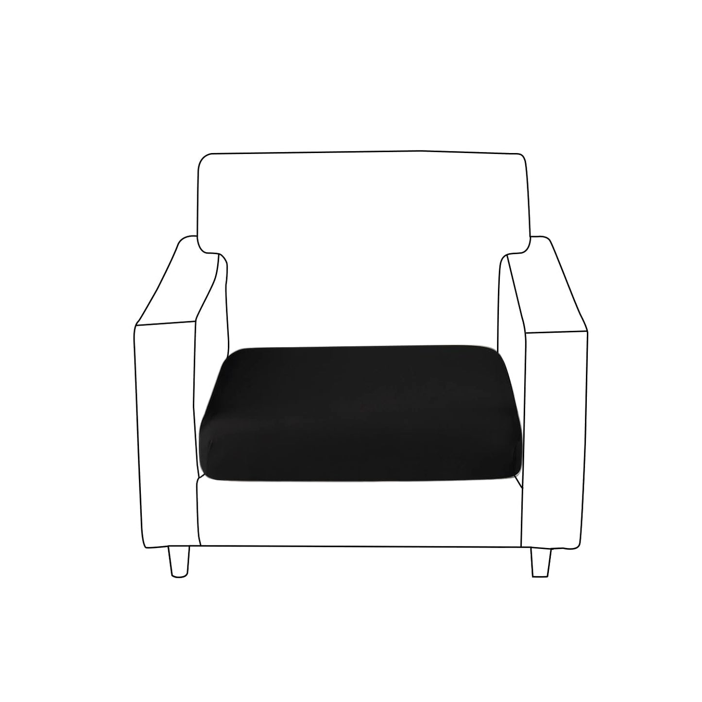 100% Waterproof Stretchable Seat Couch Cushion Cover for 1/2/3 Seater, Black