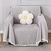 1 Seater elegant Grey colour chenille sofa throw of size 180(D)x180(L)