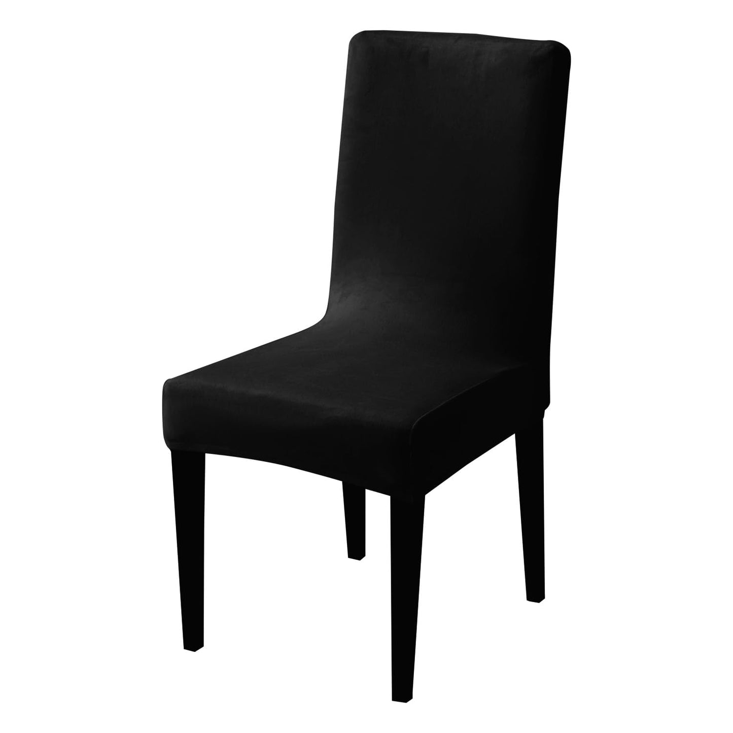Elastic Stretchable Premium Velvet Dining Chair Cover, Black
