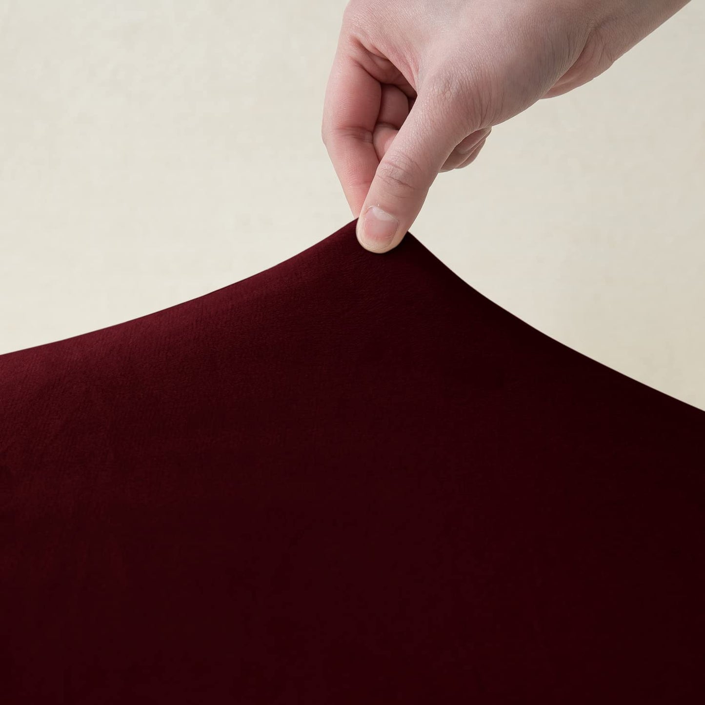 Burgundy stretchable velvet sofa cover