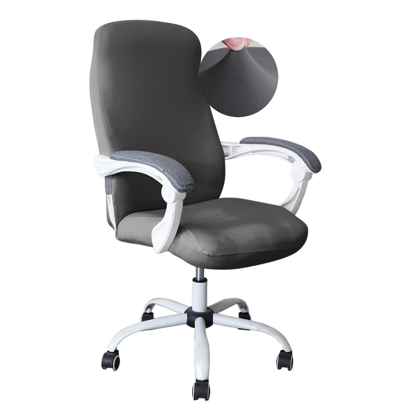 HOKIPO 140gsm Stretchable Office Chair Cover, Grey - Medium / Large
