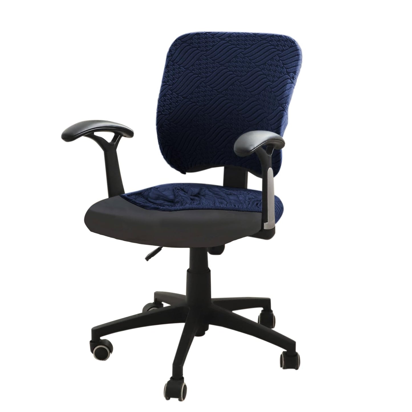 Stretchable Jacquard Office Chair Cover, Navy Blue