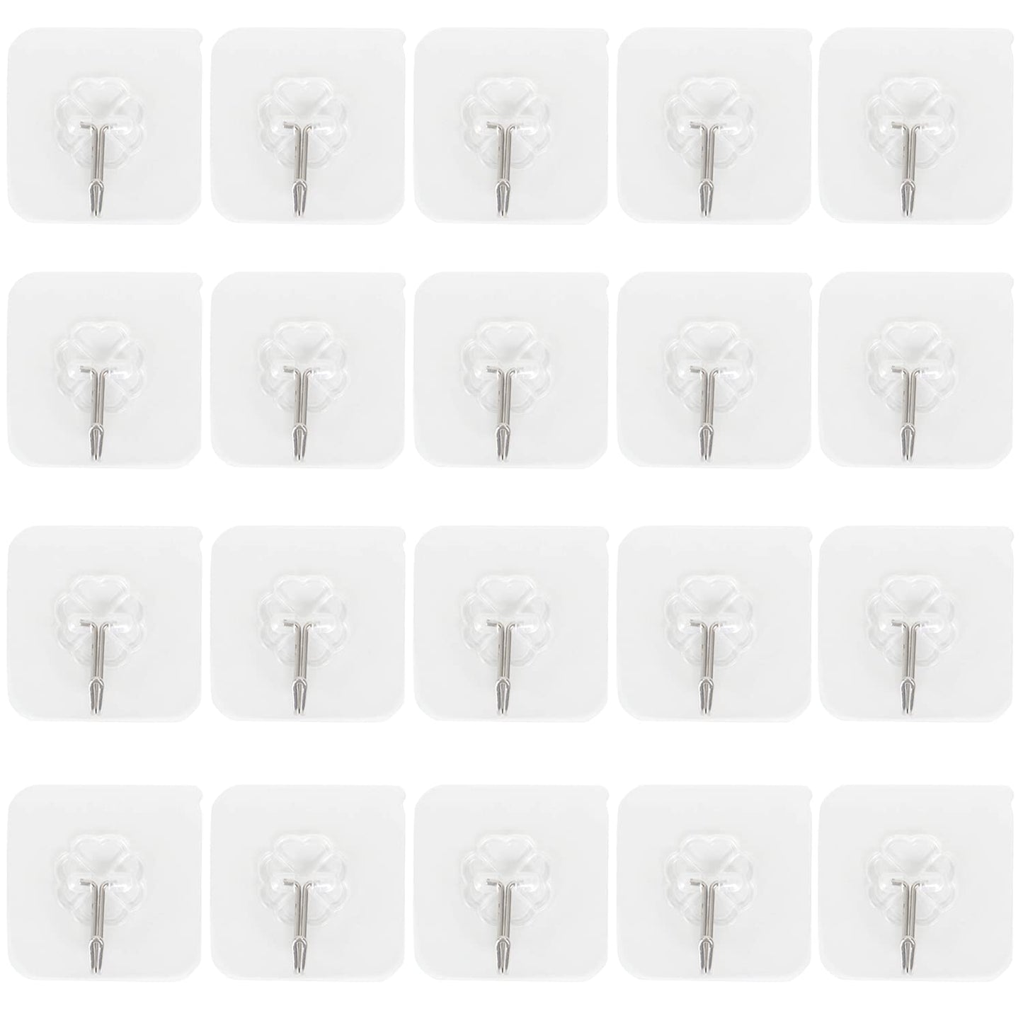 Magic Sticker Series Adhesive Hooks - Load Capacity 5 kg, Pack of 10/20, Transparent