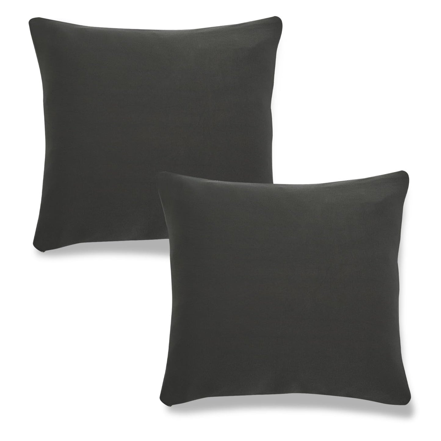 HOKIPO Stretchable Pack of 2 Plain Cushion Cover 16x16 inch,Dark Grey