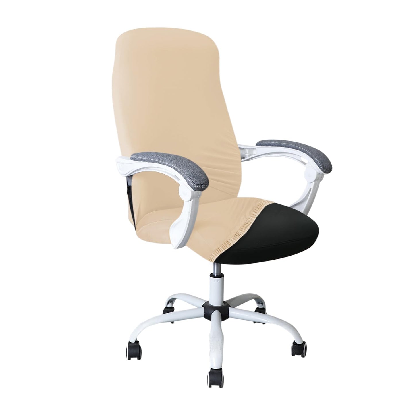 HOKIPO 140gsm Stretchable Office Chair Cover, Beige - Medium / Large