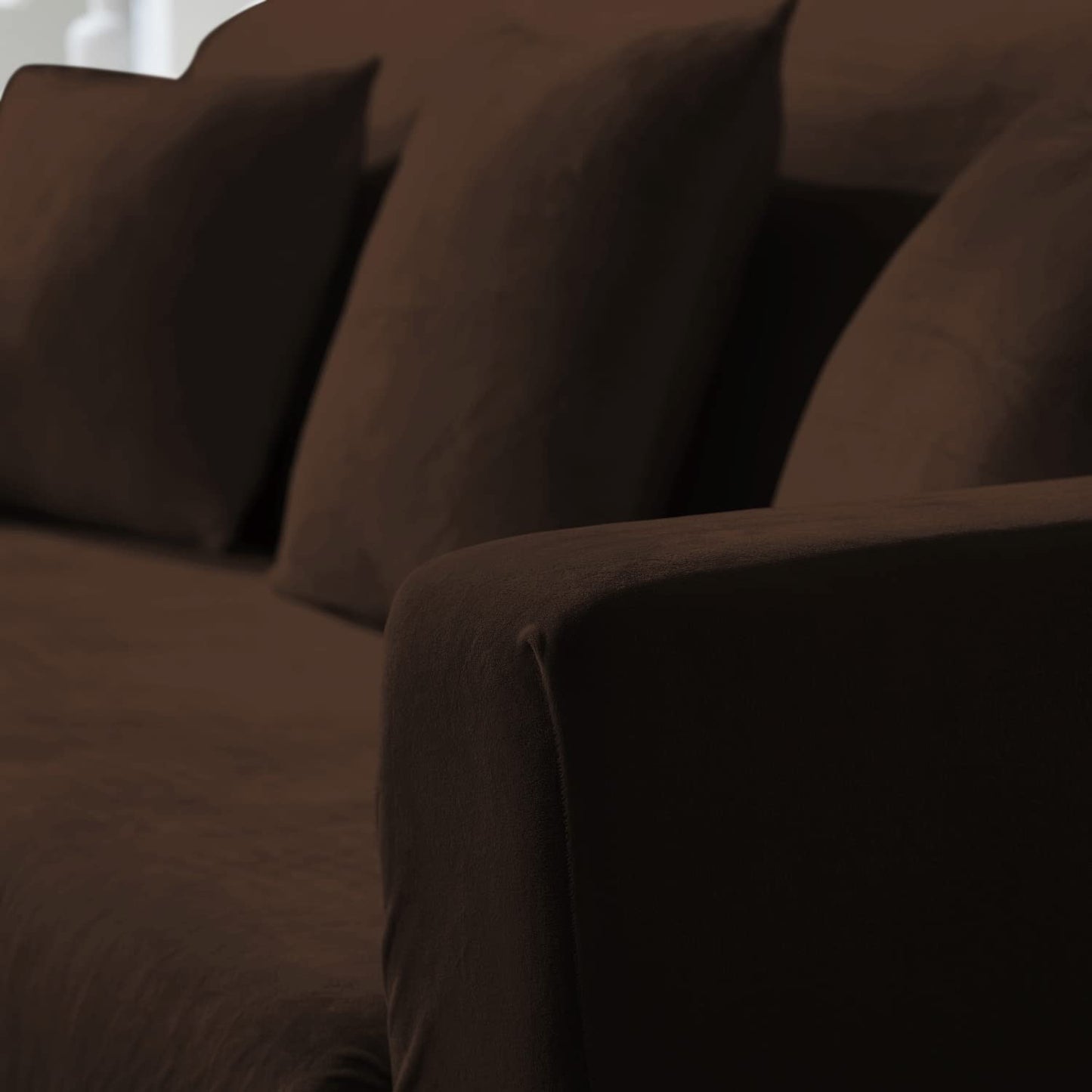 Elastic Stretchable Premium Velvet Sofa Cover, Brown