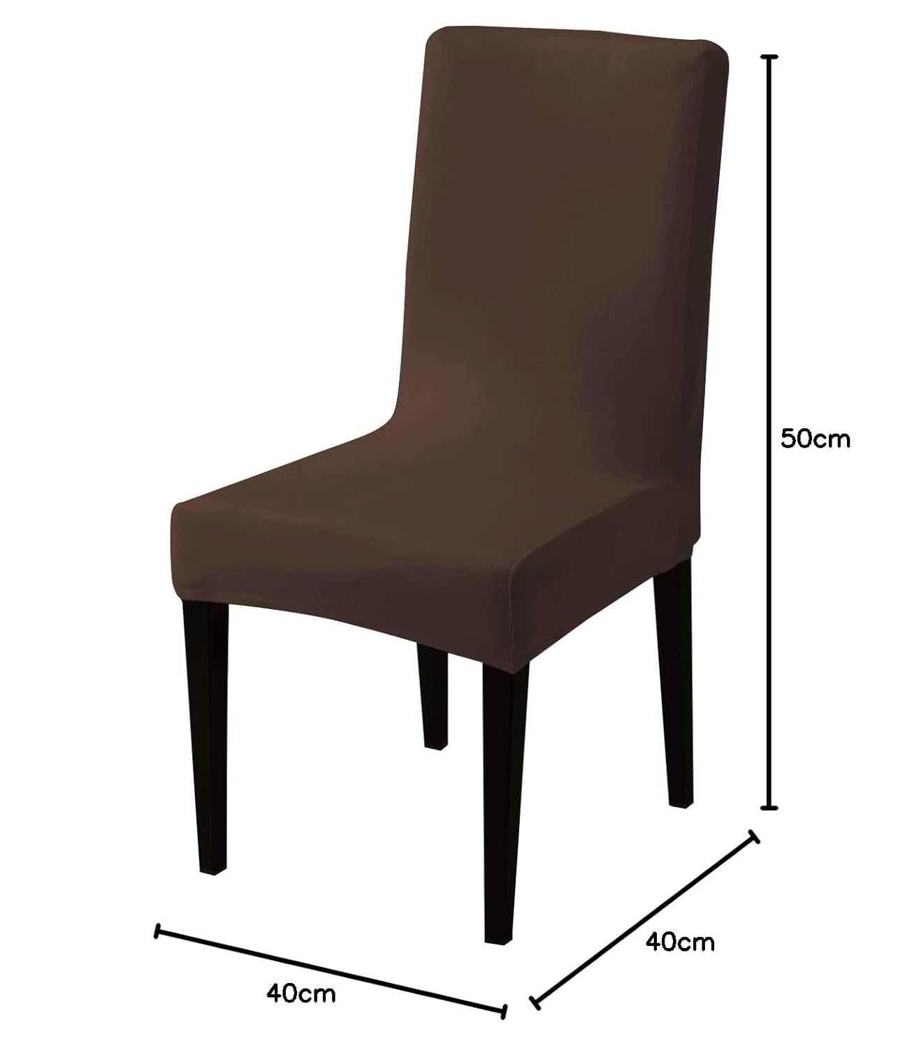 Elastic Stretchable Premium Velvet Dining Chair Cover, Brown