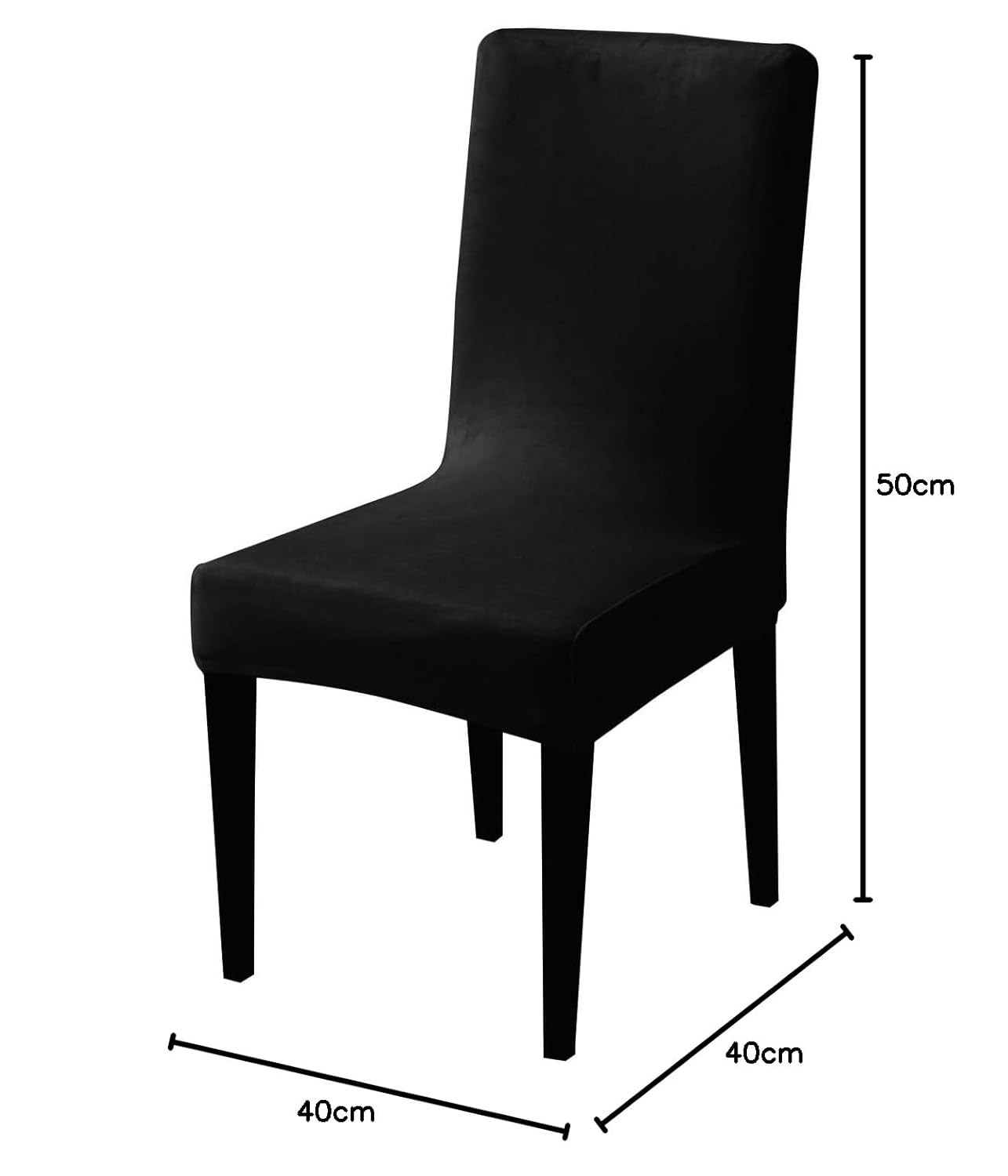 Elastic Stretchable Premium Velvet Dining Chair Cover, Black