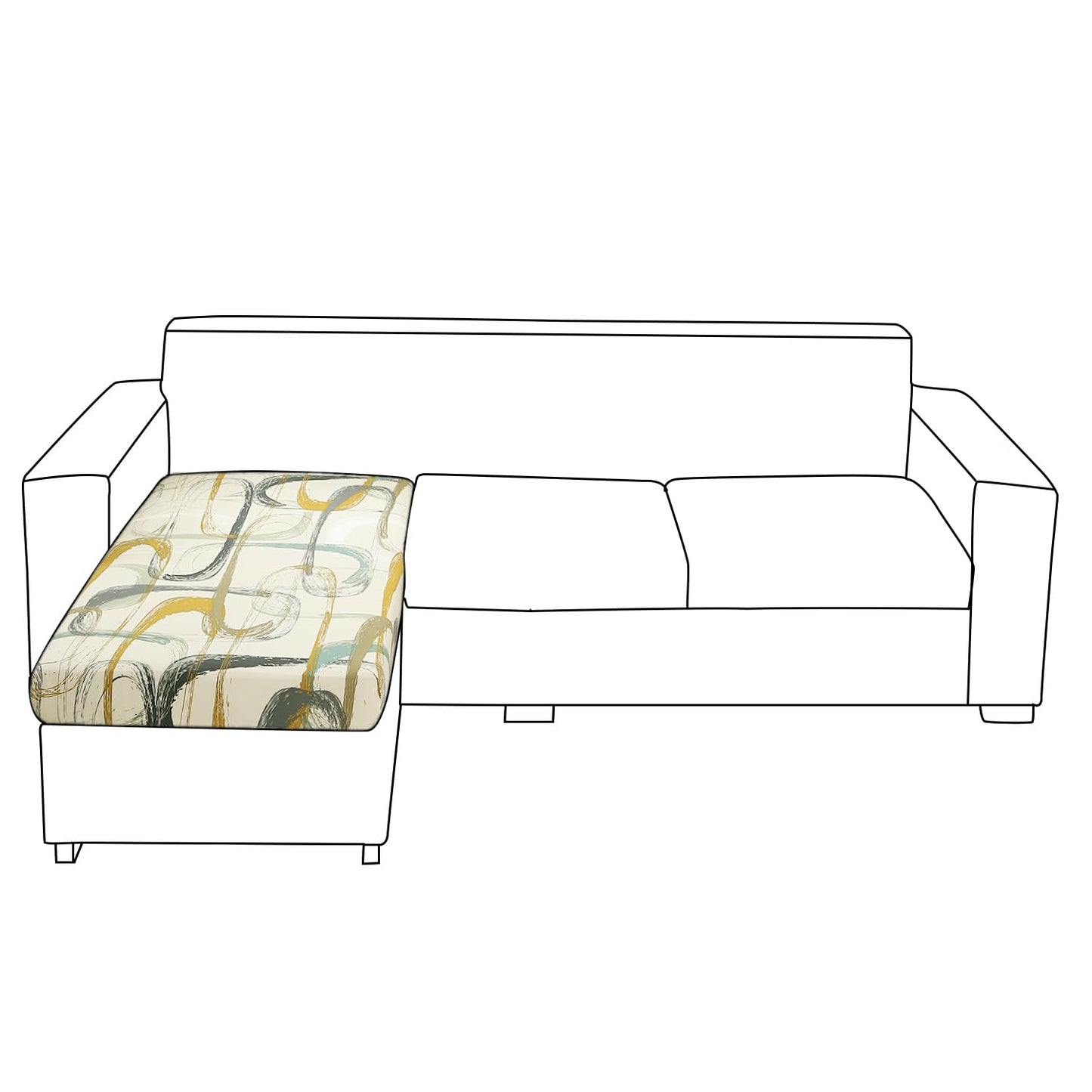 140 GSM Stretchable Printed Elastic Sofa Cushion Seat Cover for 1 /2 /3 Seaters / Pieces for Sofa, Parchement Beige Abstract Art