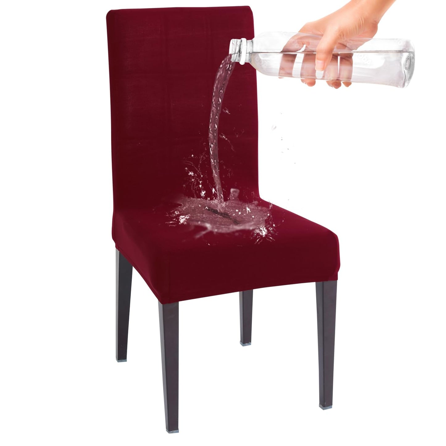 Elastic Stretchable Water Resistant Dining Chair Cover, Burgundy