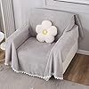 Elegant Grey colour chenille sofa throw of size 180(D)x180(L) for single seater sofa chair