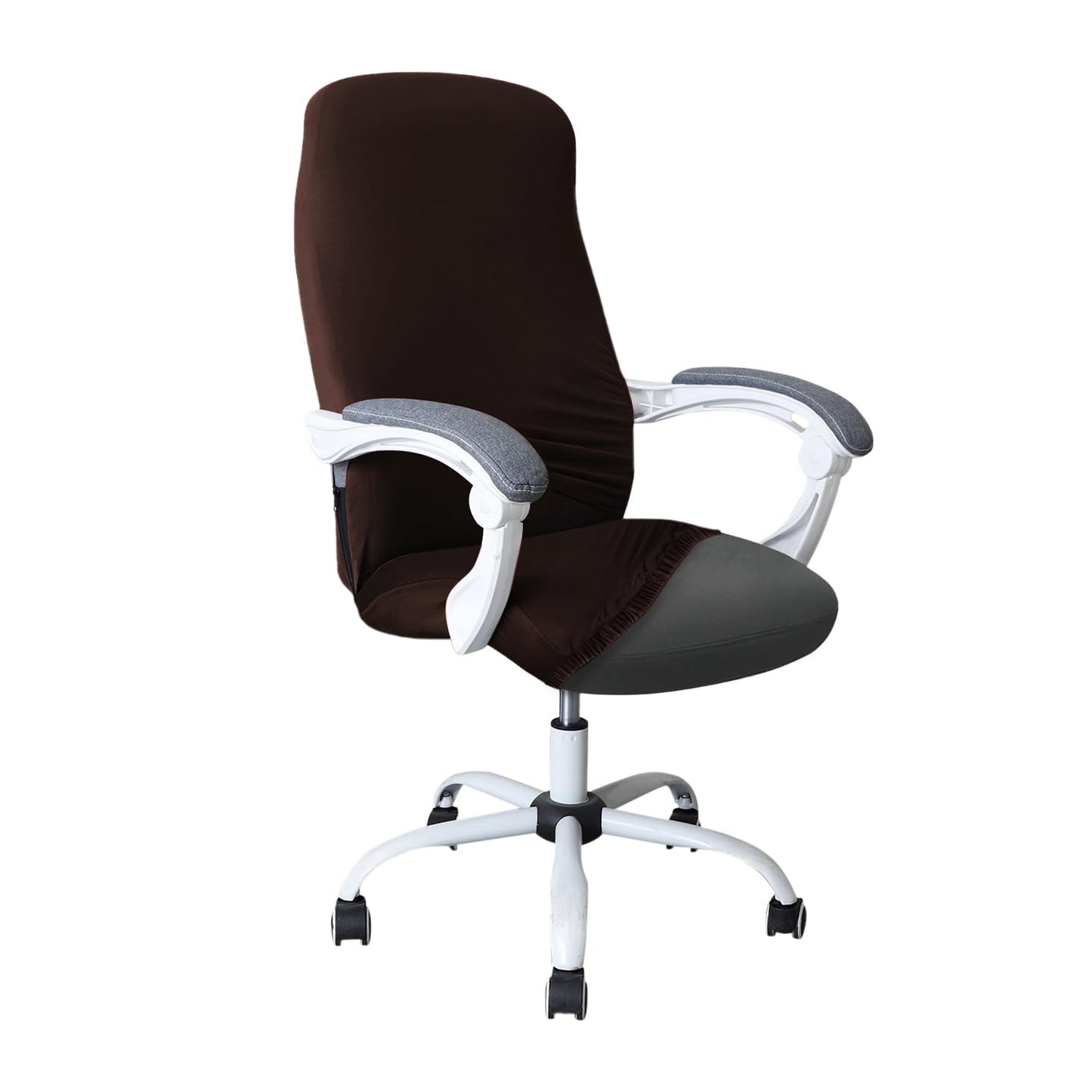 HOKIPO 140gsm Stretchable Office Chair Cover, Brown - Medium / Large