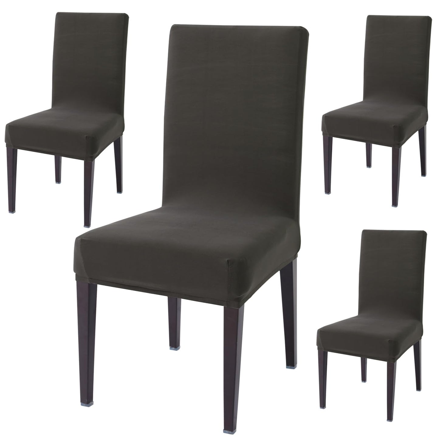 Dining Chair Cover Seater Stretchable Elastic Slipcovers, Dark Grey