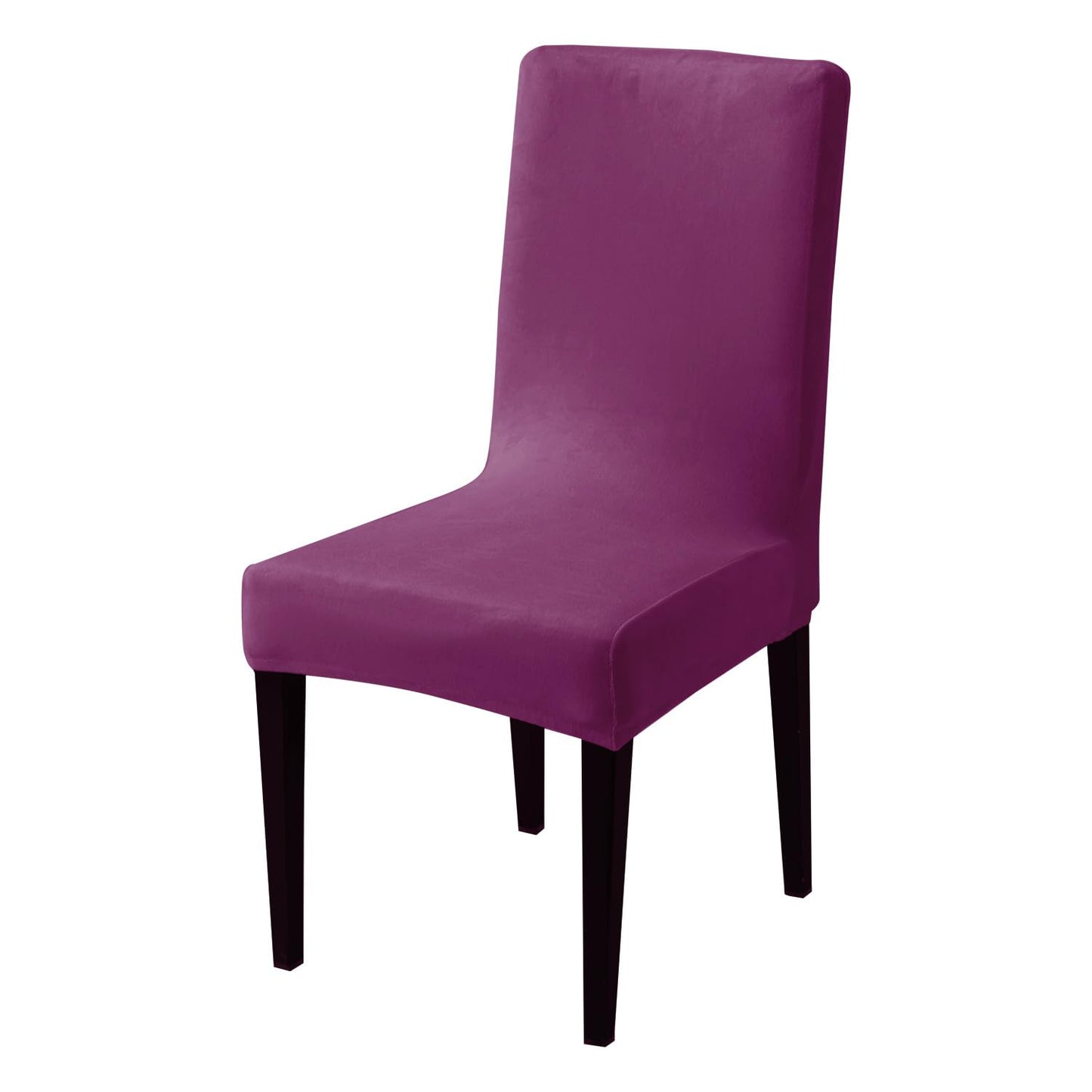 Elastic Stretchable Premium Velvet Dining Chair Cover, Purple