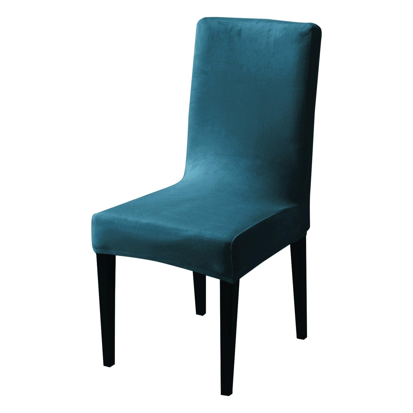 Elastic Stretchable Premium Velvet Dining Chair Cover, Peacock Blue
