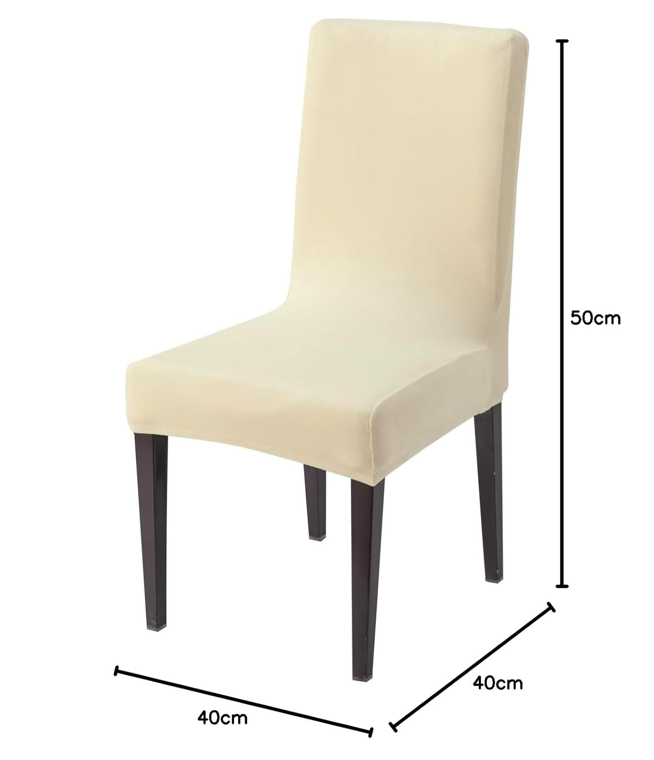 Elastic Stretchable Premium Velvet Dining Chair Cover, Beige