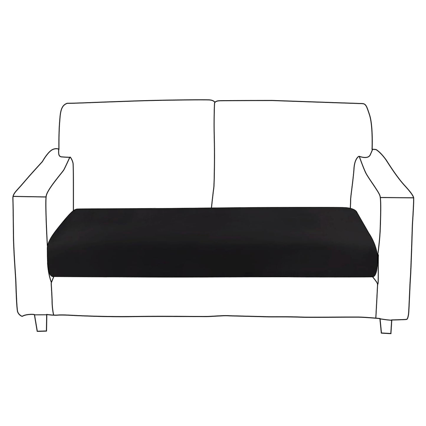 100% Waterproof Stretchable Seat Couch Cushion Cover for 1/2/3 Seater, Black