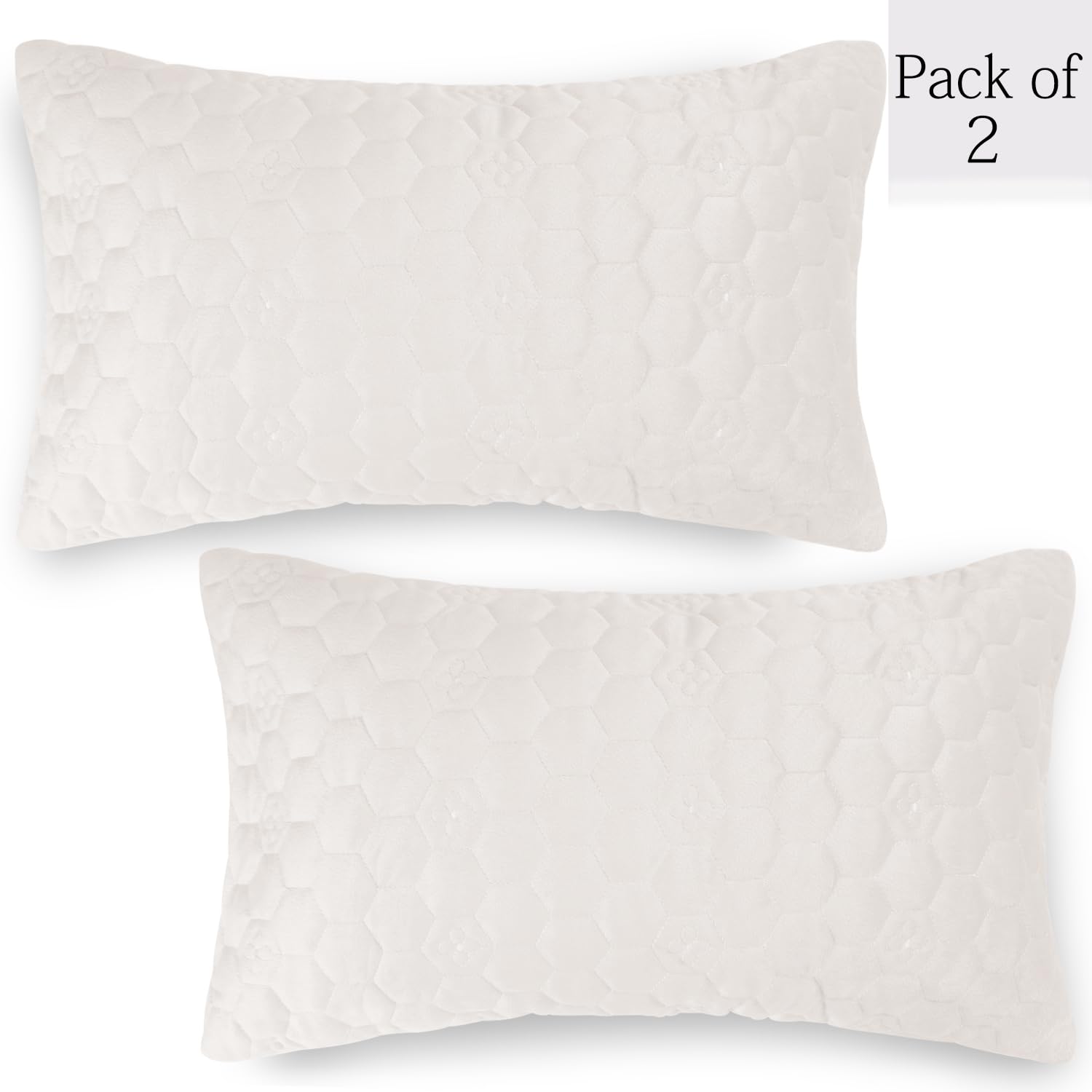 Buy Beige Colour Premium Zippered Hexagonal Texture Velvet cushion covers in set of 2