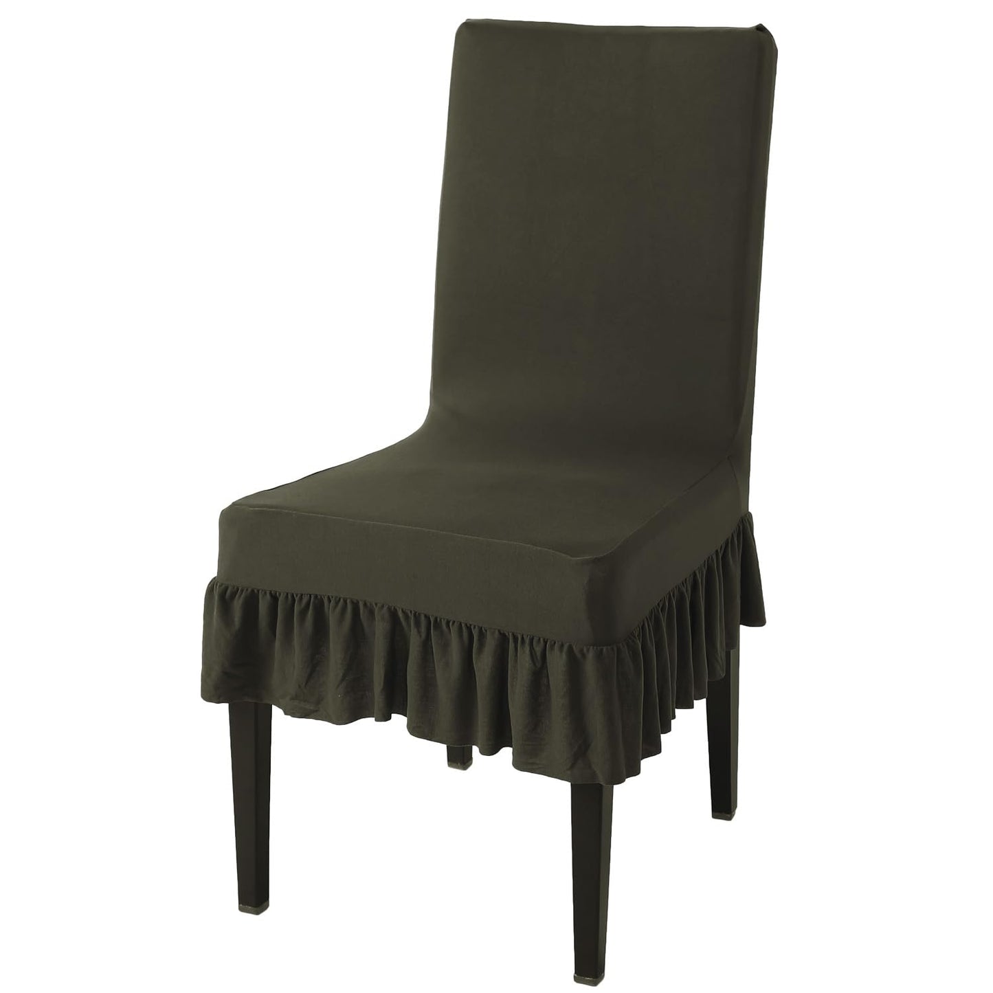 Elastic Stretchable Dining Chair Cover with Frill, Juniper Green