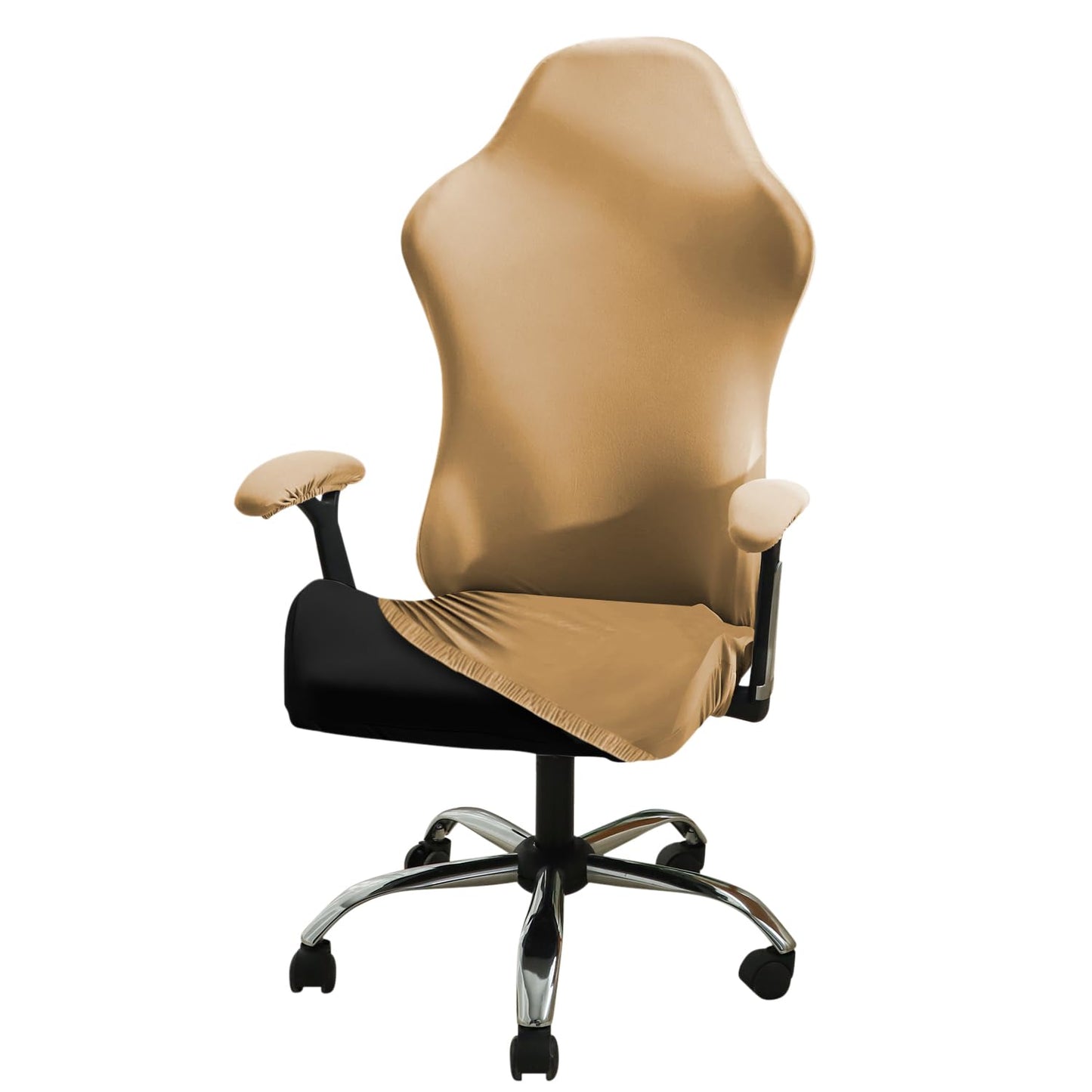Gaming Stretchable Chair Cover for Computer Rotating Chair, Camel