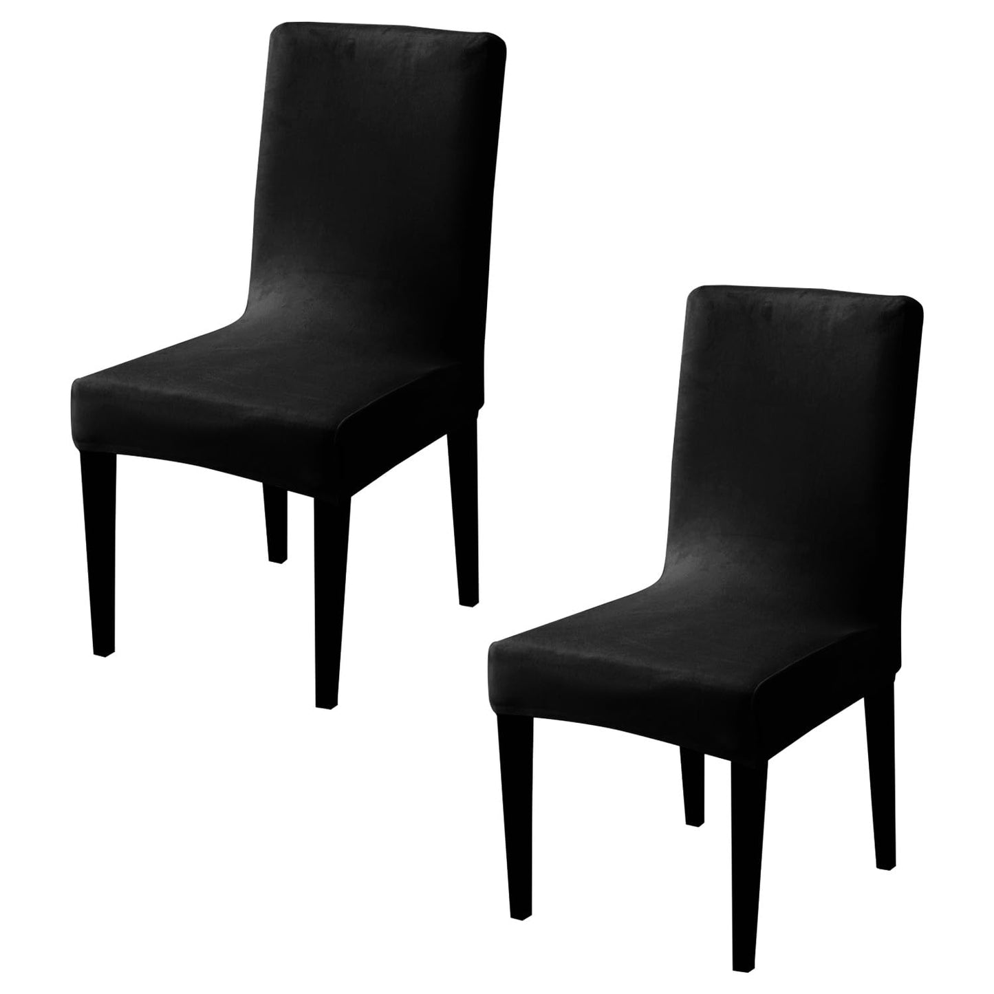 Elastic Stretchable Premium Velvet Dining Chair Cover, Black