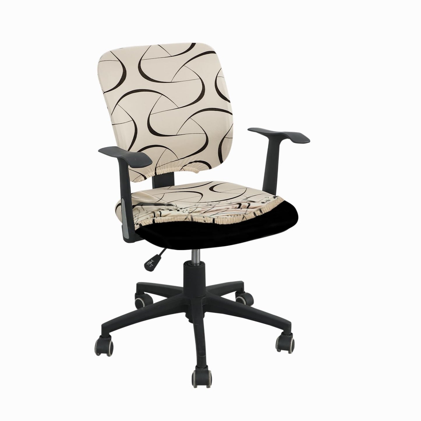 HOKIPO 140gsm Stretchable Office Chair Cover, Natural Beige Abstract Art