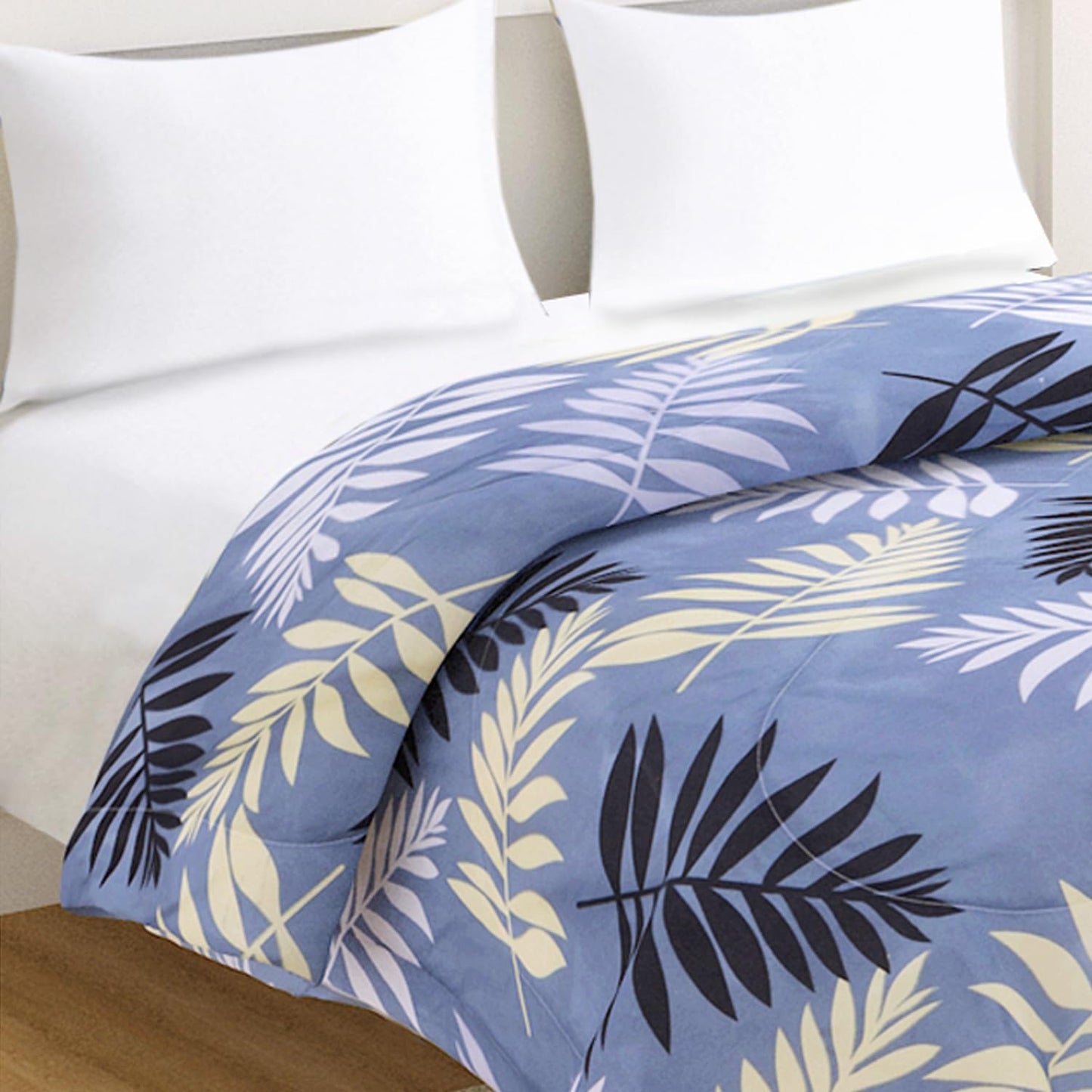 Buy Frost Blue Pinnate Leaves Bedding Sets Online for Double Bed | HOKIPO