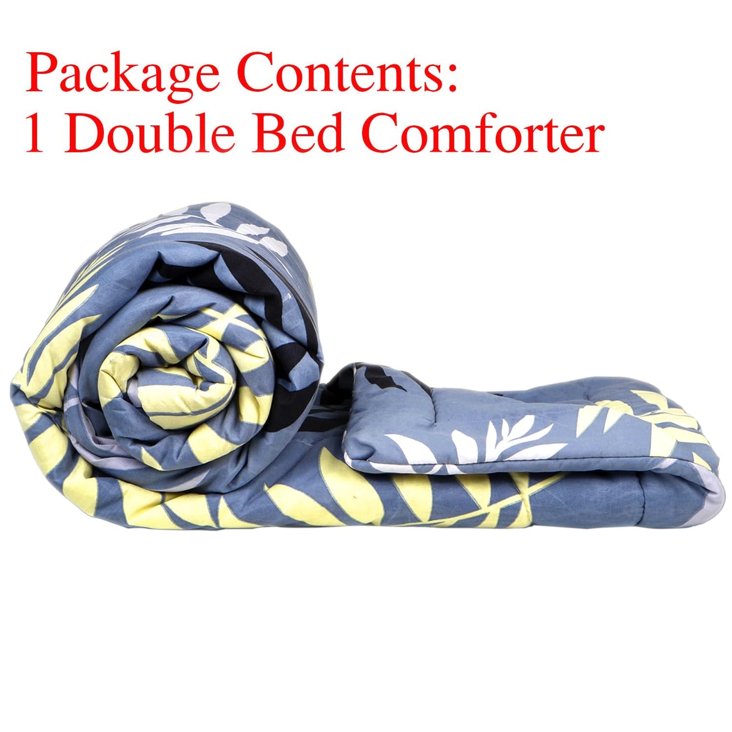 Shop Frost Blue Pinnate Leaves Double Bed Comforter Set Online | HOKIPO