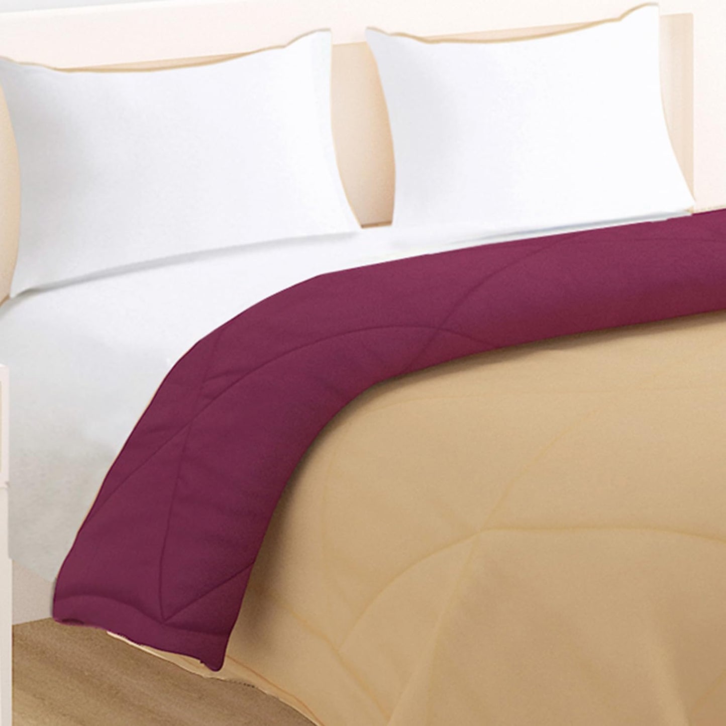 Buy AC Comforter Blanket for Double Bed – Natural Beige & Plum