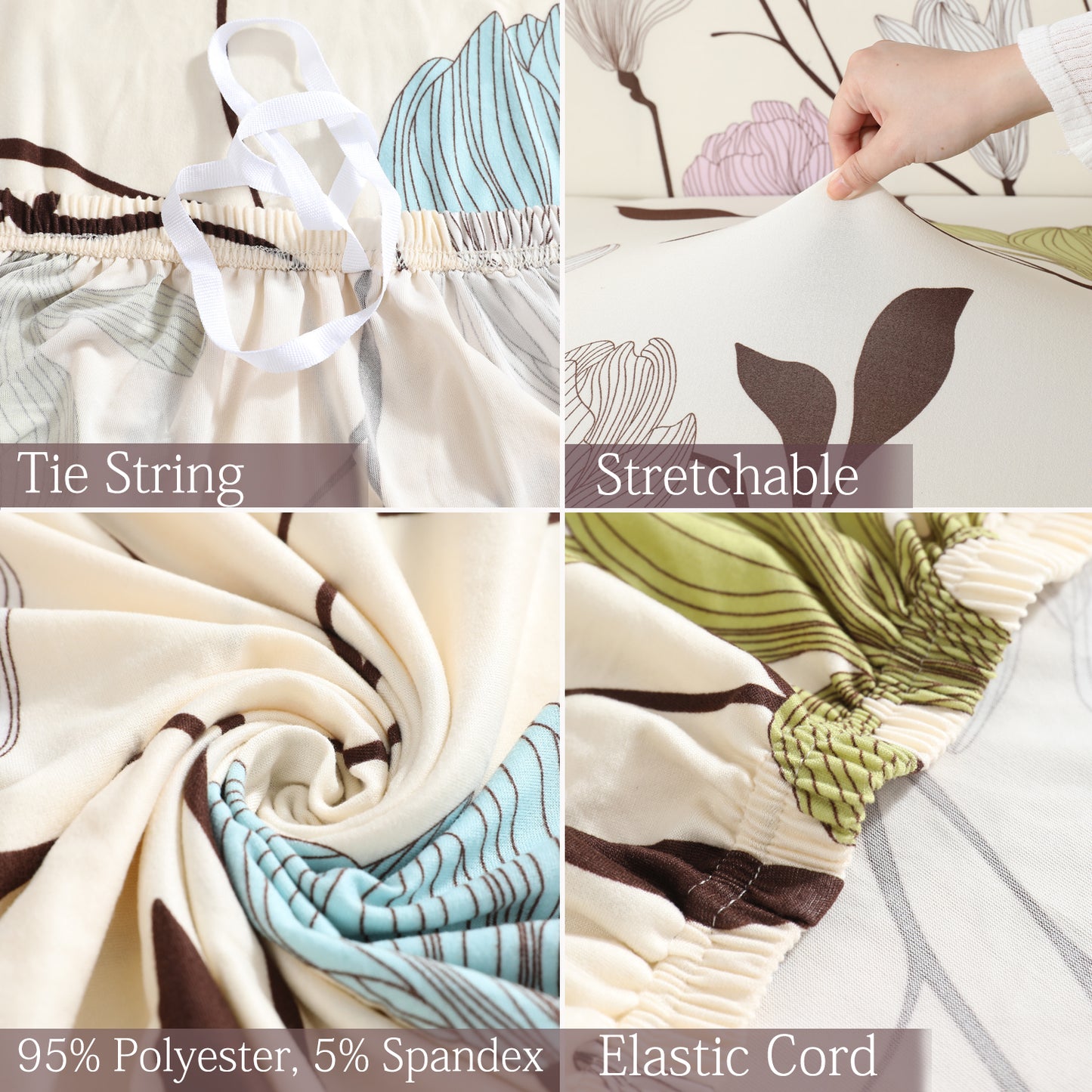 Features of Beige Brown Leaves elastic sofa cover sets
