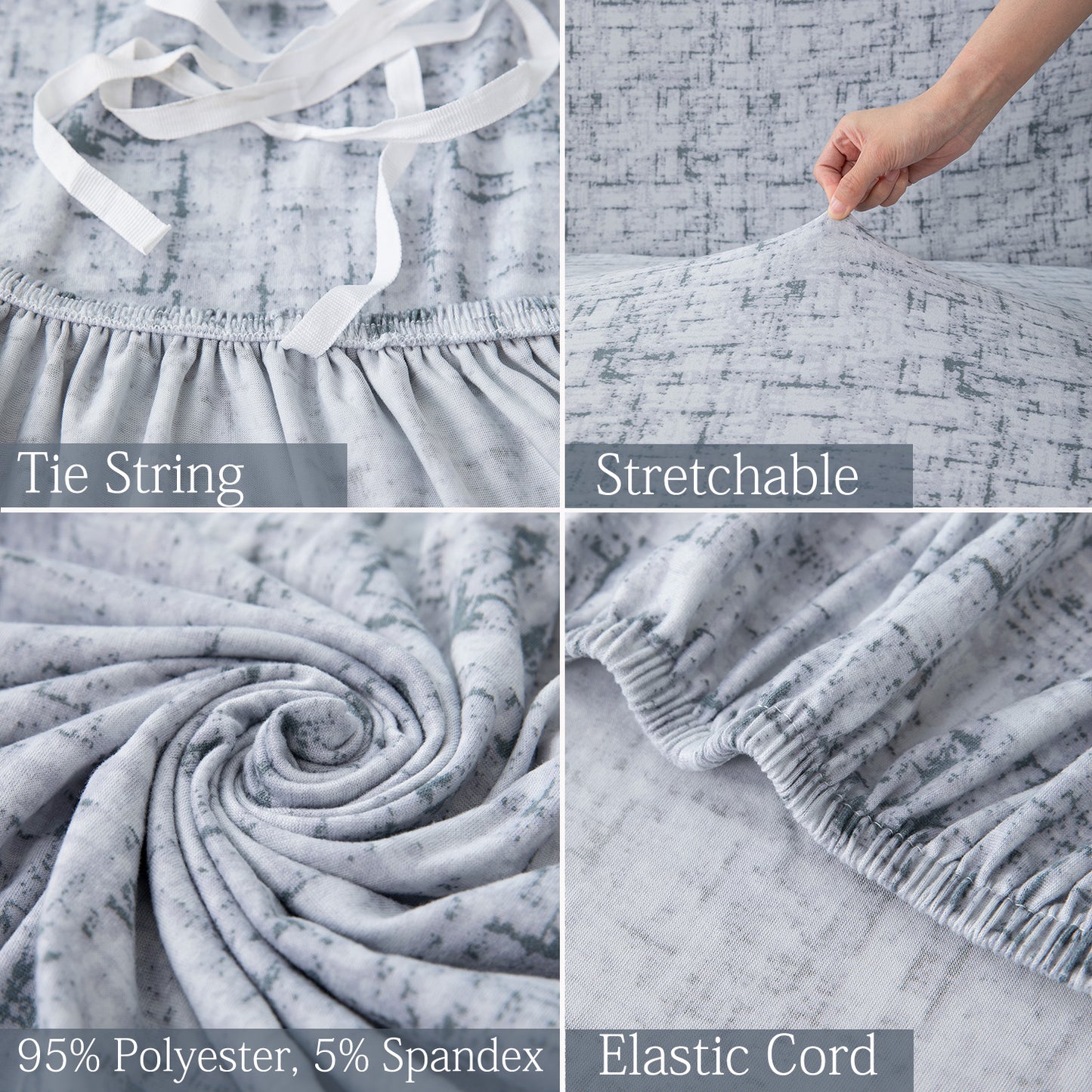 Elastic Stretchable Printed Sofa Cover, Abstract Grey Lines