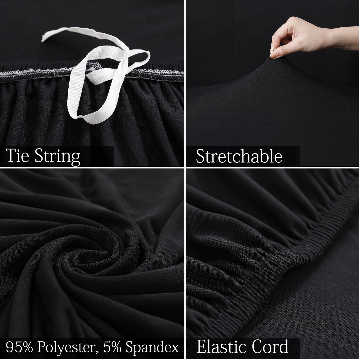 Elastic Stretchable Sofa Cover, Black