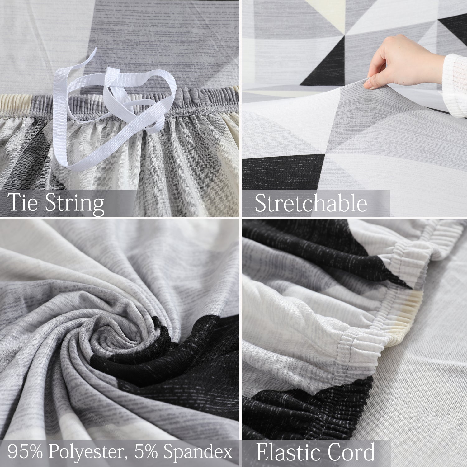 Features of Black Grey Geometric elastic sofa cover sets