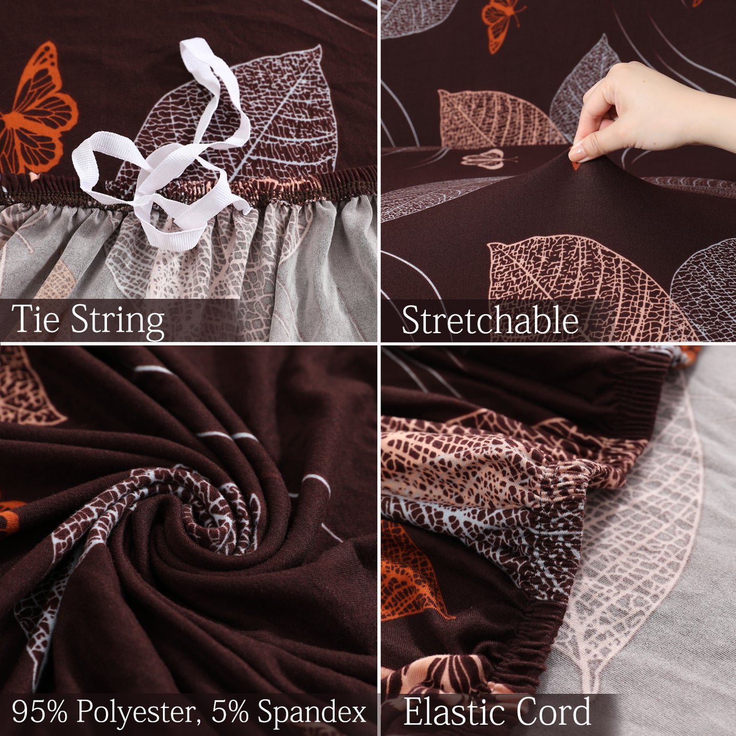 Features of Dark Brown Leaf elastic sofa cover sets