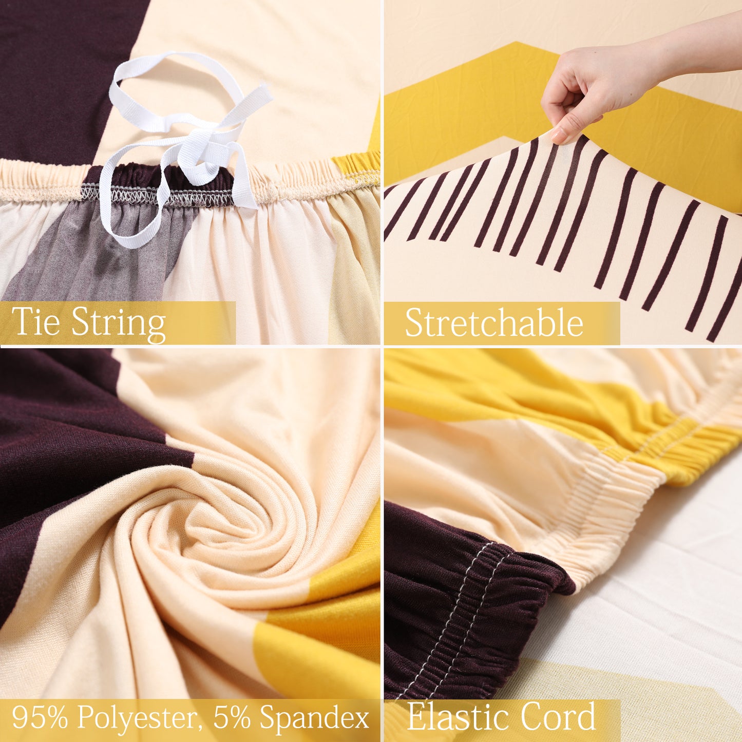 Features of Beige Brown Chevron Print elastic sofa cover sets